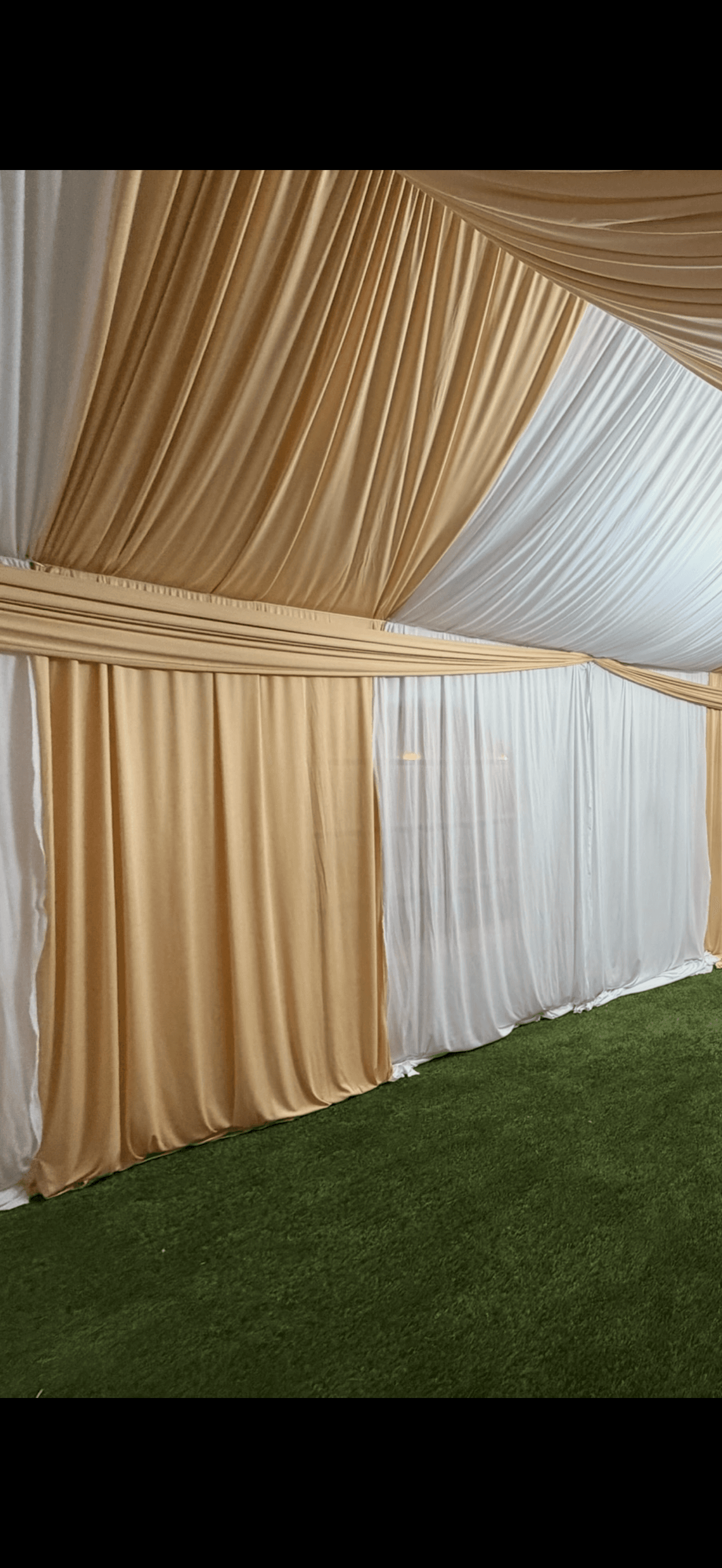 Gold and white draping